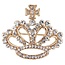 Fako Bijoux® - Broche - Kroon - Kristal - 43x39mm - Goudkleurig