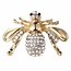 Fako Bijoux® - Broche - Bij - Bee - Kristal - 46x32mm - Goudkleurig