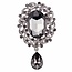Fako Bijoux® - Broche - Geslepen Glas - Grijs - 41x70mm - Zilverkleurig