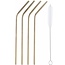 4x RVS rietjes goud met borsteltje 20 cm - Duurzame, milieuvriendelijke drinkrietjes/rietjes van RVS