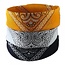 Fako Bijoux® - 3-Pack Paisley Bandana - Boeren Zakdoek - Hoofdband - Classic Paisley - Zwart, Wit & Goudgeel