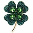 Fako Bijoux® - Broche - Klavertje Vier - Groen - 40x51mm - Goudkleurig