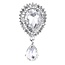 Fako Bijoux® - Broche - Druppel Kristal - 24x48mm - Zilverkleurig