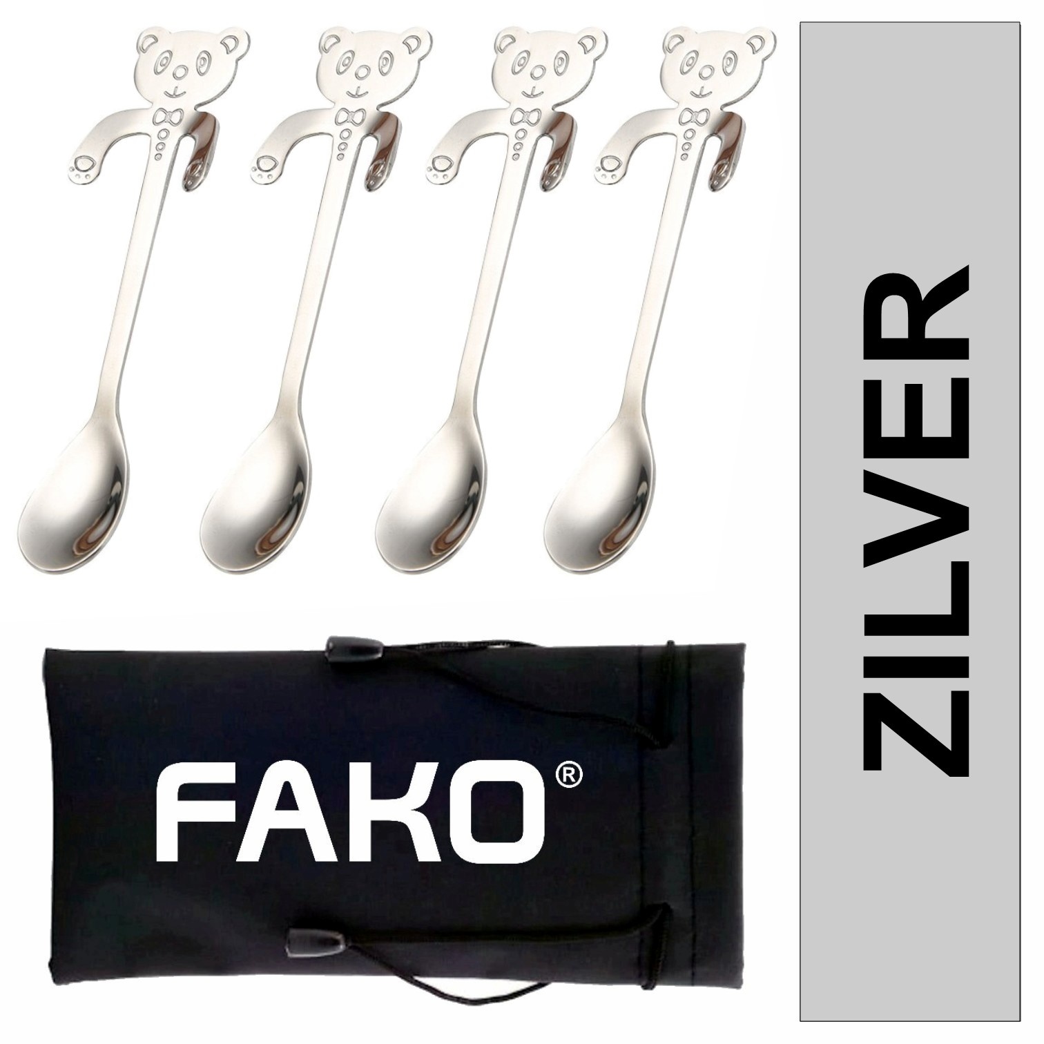 Fako Bijoux® / Koffielepel Hangende Beer - Zilver Stuks - Fako Bijoux