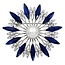 Fako Bijoux® - Broche - Bloem - Ster - Kristal - Blauw - Ø 50mm - Zilverkleurig
