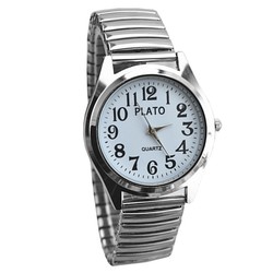 Fako® - Horloge - Rekband - Plato - Ø 37mm - Zilverkleurig - Wit