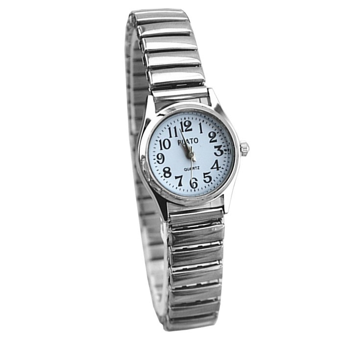 Fako® - Dameshorloge - Rekband Mini - Ø 23mm - Zilverkleurig - Wit - Fako  Bijoux