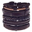 Fako Bijoux® - Armband - Leder - Set Vintage - Gevlochten