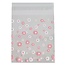 Fako Bijoux® - 100x Uitdeelzakjes - Cellofaan Plastic Traktatie Kado Zakjes - Snoepzakjes - Bloemetjes Wit/Roze - 10x10cm