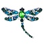 Fako Bijoux® - Broche - Libelle - XXL - 67x94mm - Zilver/Groen/Blauw