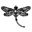 Fako Bijoux® - Broche - Libelle - XXL - 67x94mm - Grijs/Zwart