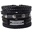 Fako Bijoux® - Armband - Leder - Set Believe - 5 Stuks - Zwart/Bruin
