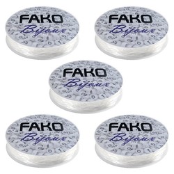 Fako Bijoux® - 5 Rollen Elastisch Nylon Draad - Sieraden Maken - 0.6mm - 5x15 Meter - Transparant - 5 Stuks