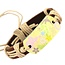 Fako Bijoux® - Armband - Leder - Bloemen - Beige