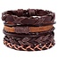 Fako Bijoux® - Armband - Leder - Set Franco - 4 Stuks - Bruin