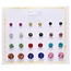 Fako Bijoux® - 12 Paar Oorbellen Op Kaart - Steker - Zirkonia - 3-8mm - Mix - 12 Paar