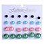 Fako Bijoux® - 12 Paar Oorbellen Op Kaart - Steker - Parel - Acryl - Mix 4 Kleuren - 12 Paar