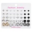 Fako Bijoux® - 20 Paar Oorbellen Op Kaart - Steker - Mix - Goud/Zilver/Zwart - 20 Paar