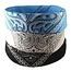 Fako Bijoux® - 3-Pack Paisley Bandana - Boeren Zakdoek - Hoofdband - Classic Paisley - Zwart, Wit & Lichtblauw