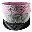 Fako Bijoux® - 3-Pack Paisley Bandana - Boeren Zakdoek - Hoofdband - Classic Paisley - Zwart, Wit & Roze