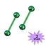 Fako Bijoux® - Barbell Piercing - 12mm - Groen - 2 Stuks