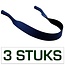 Fako Bijoux® - Brillenkoord Neopreen - Brilband - Sport - Watersport - Navy Blauw - 3 Stuks