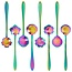 Fako Bijoux® - Bloemen Lepels Set - Theelepel / Koffielepel - 12cm - Regenboog - 8 Stuks