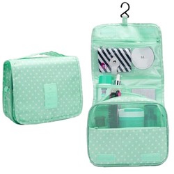 Fako Fashion® - Toilettas Met Haak - Travel Bag - Organizer Voor Toiletartikelen - Reisartikelen - Travel Bag - Ophangbare Toilettas - Stippen Mintgroen