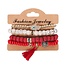 Fako Bijoux® - Armband Set - Boho - Bohemian - Hamsa - Rood