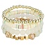 Fako Bijoux® - Armband Set - Boho - Bohemian - Katsuki - Wit