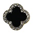 Fako Bijoux® - Magnetische Mini Broche - Bloem Zwart Strass - Hoofddoek Magneet - Sjaal - Hijab - Abaya - 17x17mm - Goudkleurig