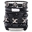 Fako Bijoux® - Armband - Leder - Set Deluxe Triple X - 6 Stuks - Zwart/Bruin