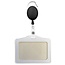 Fako Bijoux® - Badgehouder PU Leder Horizontaal + Sleutelhanger Met Uittrekbaar Koord - Kaarthouder - Wit