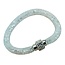 Fako Bijoux® - Armband - Sterrenstof Disco Dots - Lichtblauw/Wit
