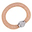 Fako Bijoux® - Armband - Sterrenstof Disco Dots - Zalmroze/Wit