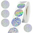 Fako Bijoux® - 500 Stickers Op Rol - 2.5cm - Cirkel Zilver Glitter - Beloningsstickers - Stickers Kinderen - Sluitsticker - Sluitzegel - 25mm