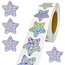 Fako Bijoux® - 500 Stickers Op Rol - 2.5cm - Ster Zilver Glitter - Beloningsstickers - Stickers Kinderen - Sluitsticker - Sluitzegel - 25mm