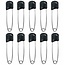 Fako Bijoux® - 10 Veiligheidsspelden Met Beschermkap - Katoenen Luier Speld - Baby Veiligheidsspeld - Speld - Baby Safety Pins - 54mm - Zwart - 10 Stuks