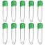 Fako Bijoux® - 10 Veiligheidsspelden Met Beschermkap - Katoenen Luier Speld - Baby Veiligheidsspeld - Speld - Baby Safety Pins - 54mm - Groen - 10 Stuks