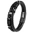 Fako Bijoux® - Armband Heren - Black Mystery - Mannen - RVS - Leer - Magnetische Sluiting - 21cm - Zwart