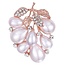Fako Bijoux® - Broche - Grapes - Druppelvormige Parels - 39x50mm - Rosé Goudkleurig