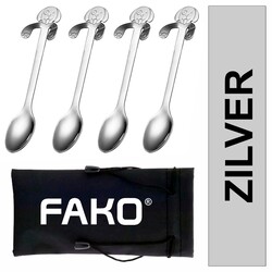 Fako Bijoux® - Theelepel / Koffielepel Hangende Hond - Zilver - 4 Stuks