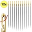 Fako Bijoux® - Blinde Naalden Set XL - Zelfrijgende Naalden - Open Oog Naalden - Zelf Inrijgende Rijgnaalden - Naainaalden - Stopnaalden - Kralen Rijgen - Set 12 Stuks - Zilver