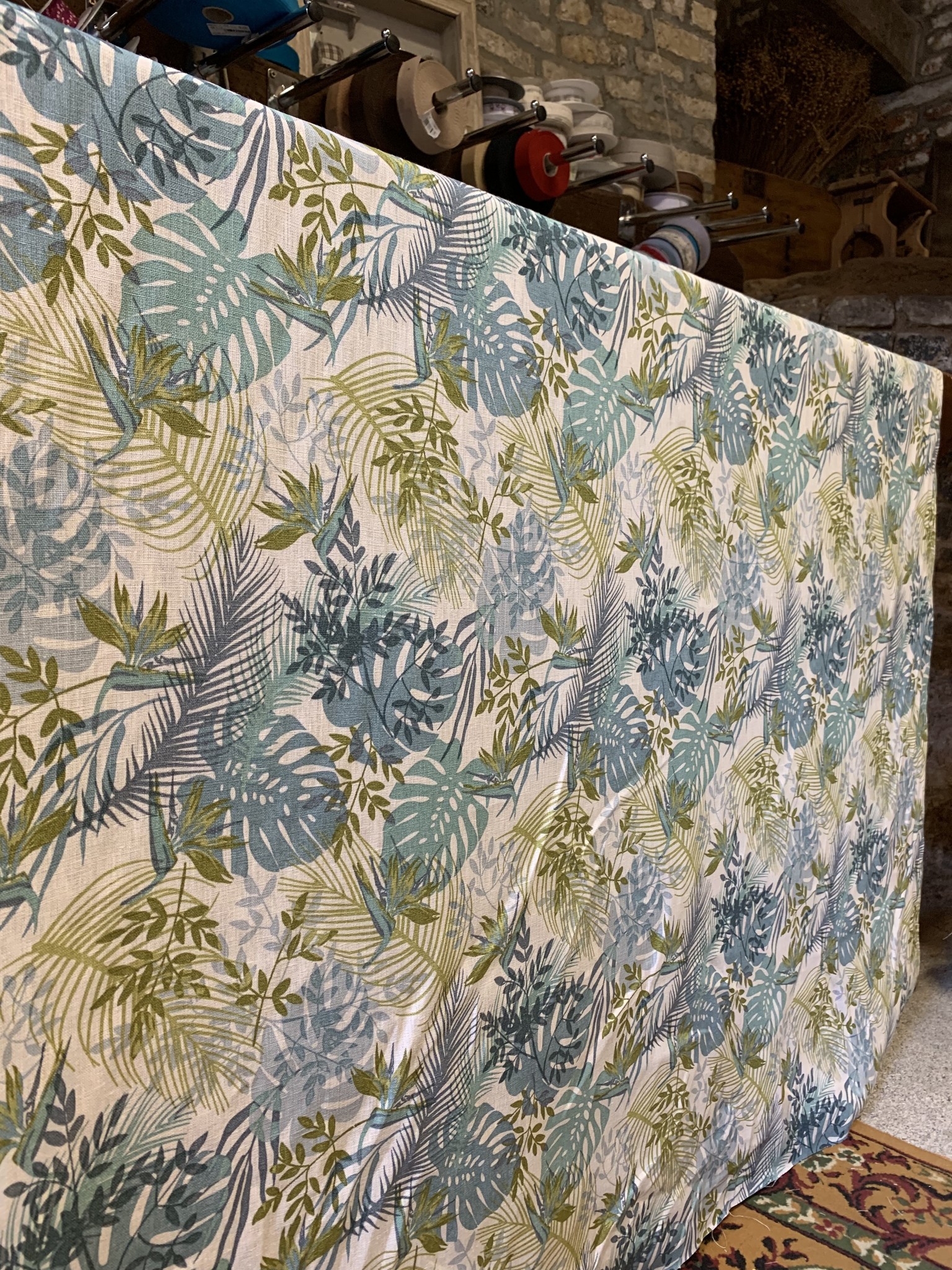 Le grenier du lin Fabric "Jungle blue"