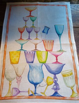 Orange "glasses" tea towel