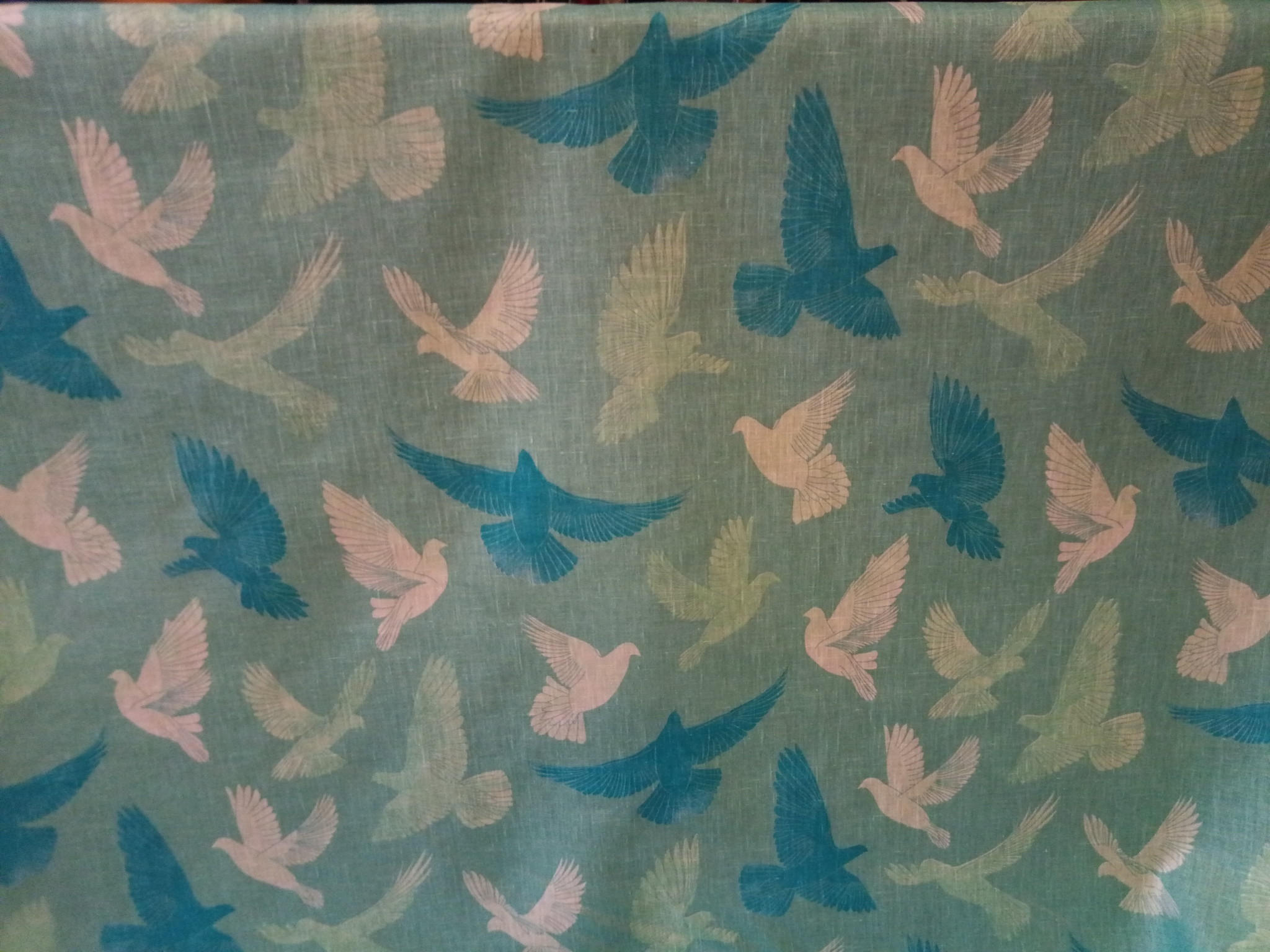 tissu " colombe turquoise "