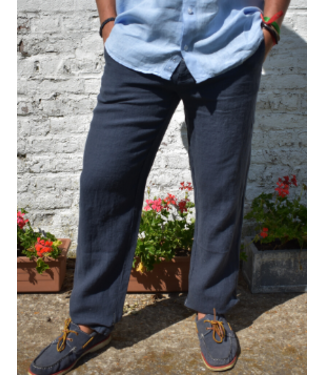 Le grenier du lin Pantalon en lin homme Van – Bleu marine