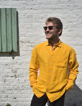 Le grenier du lin Yellow long-sleeved linen shirt