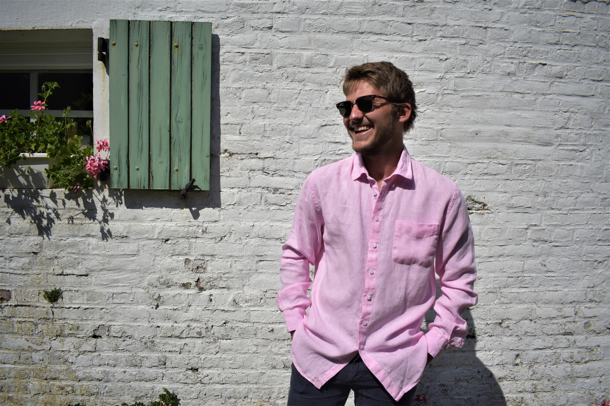 Le grenier du lin Long-sleeved pink linen shirt