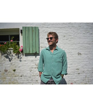 Le grenier du lin Chemise en lin manches longues Absinthe